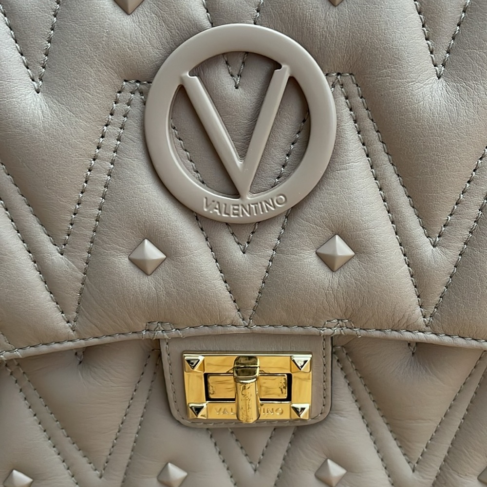 Women Large Valentino By Mario Studded Shoulder Chain/leather Shoulder Bag Nude - Picture 3 of 15
